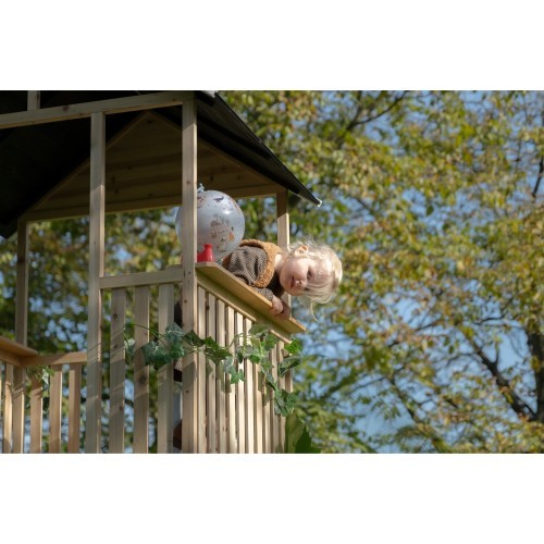 EXIT Panorama 550 wooden playhouse with slide, mud kitchen and sandpit
