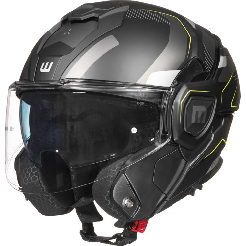 Откидной мотошлем W-TEC Zoroz P/J - Matt Black-Fluo Pink