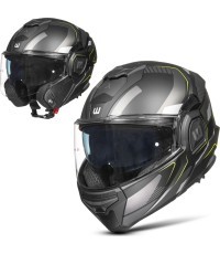 Flip-Up Motorcycle Helmet W-TEC Zoroz P/J - Matt Black-Fluo Yellow