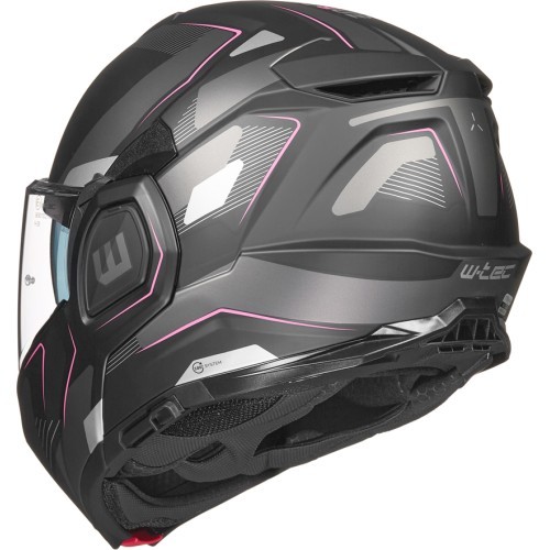 Откидной мотошлем W-TEC Zoroz P/J - Matt Black-Fluo Pink