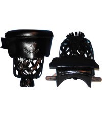 Leather Pockets with Base Plate Buffalo, Black