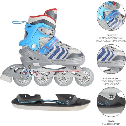 NH18192 4IN1 IN-LINE SKATES/HOCKEY ICE SKATES - Black / Green