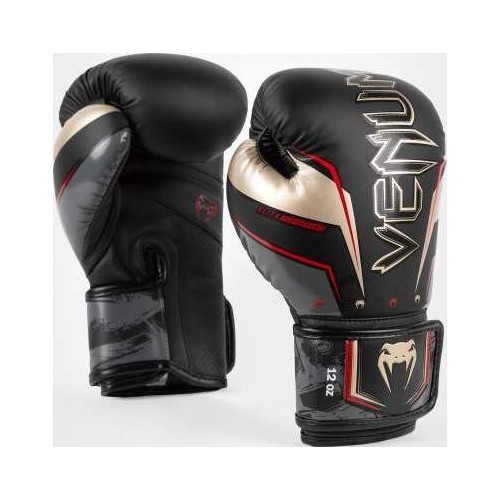 Боксёрские перчатки Venum Elite Evo, чёрный/золотой/красный
