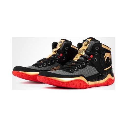Venum Elite Wrestling Shoes - Black/Gold/Red