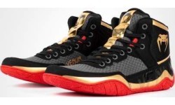 Venum Elite Wrestling Shoes - Black/Gold/Red