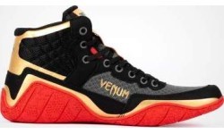 Venum Elite Wrestling Shoes - Black/Gold/Red