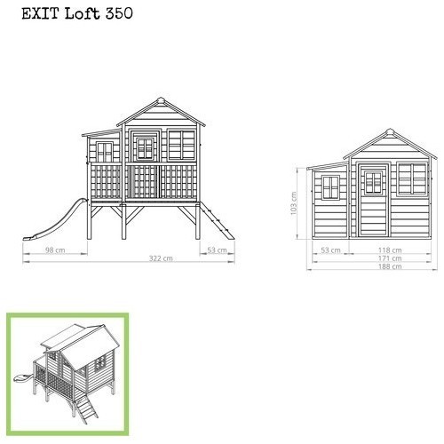EXIT Loft 350 koka rotaļu mājiņa – naturāla