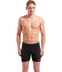 Vīriešu peldbikses Graphic Swim Mid Jammer, melnas / spilgti koraļļu - 505