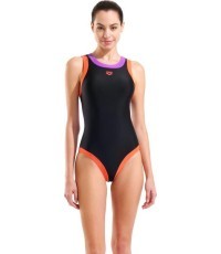 Sieviešu peldkostīms Bold Lines, Black-Calypso Coral-Violet, 36 - 639