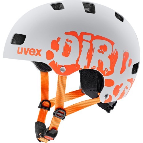 Ķivere Uvex Kid 3 dirtbike, gaiši pelēka-oranža