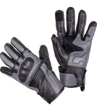 Leather Motorcycle Gloves W-TEC Boldron - Black and grey
