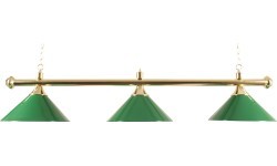 Misiņa biljarda lampa ar 3 kupoliem Buffalo, zaļa, 150 cm