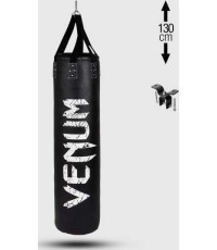 Venum Challenger boksa maiss + griestu āķis - melns/balts - pildīts - 130 cm