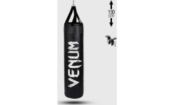 Venum Challenger Heavy bag + Ceiling Hook - Black/White - Filled - 130cm