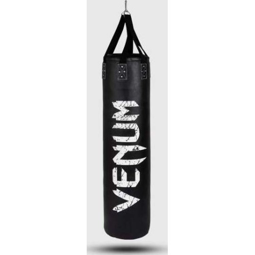 Venum Challenger boksa maiss + griestu āķis - melns/balts - pildīts - 130 cm