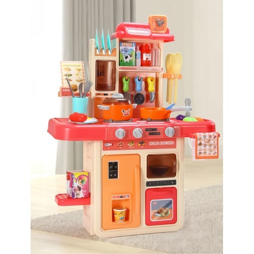 Kids kitchen sounds led steam generator 42 accessories pink