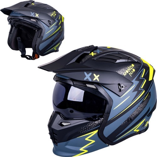 Modular Motorcycle Helmet W-TEC Badalone Graphic - Matně černá-žlutá