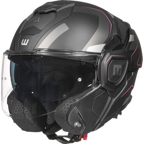 Atverama motocikla ķivere W-TEC Zoroz P/J - Matt Black-Fluo Pink
