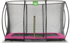 Грунтовый батут EXIT Silhouette 244x366 см с защитной сеткой – розовый