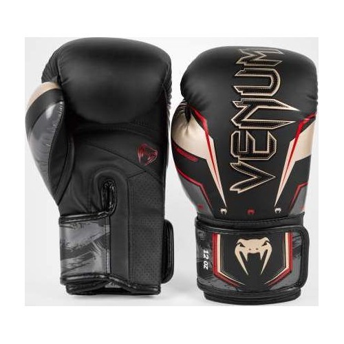 Venum Elite Evo Boxing Gloves - Black/Gold/Red