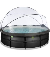 Бассейн EXIT Black Leather ø450x122 см с песочным фильтр-насосом и куполом, чёрный