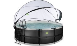 EXIT Black Leather pool ø450x122cm with sand filter pump and dome - black