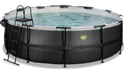 EXIT Black Leather pool ø450x122cm with sand filter pump and dome - black