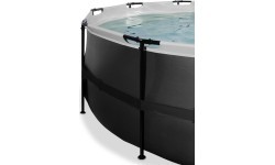 Бассейн EXIT Black Leather ø450x122 см с песочным фильтр-насосом и куполом, чёрный