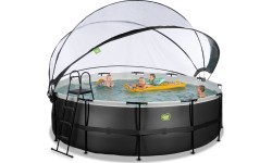 Бассейн EXIT Black Leather ø450x122 см с песочным фильтр-насосом и куполом, чёрный