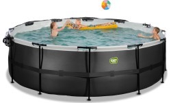 Бассейн EXIT Black Leather ø450x122 см с песочным фильтр-насосом и куполом, чёрный