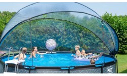 EXIT Black Leather pool ø450x122cm with sand filter pump and dome - black