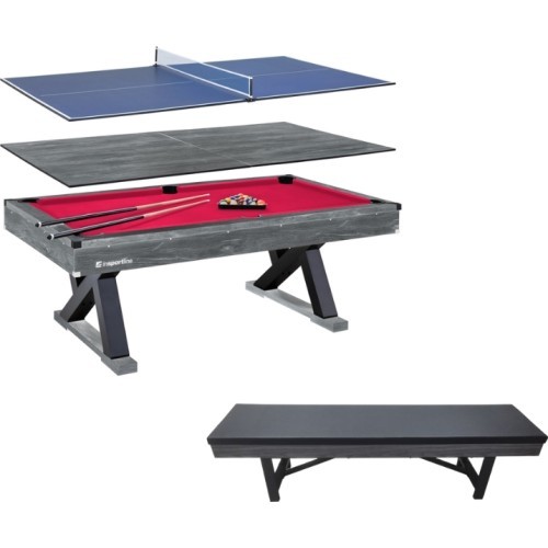 Billiards Table 3-in-1 inSPORTline Residento w/ Bench - Dark Wood