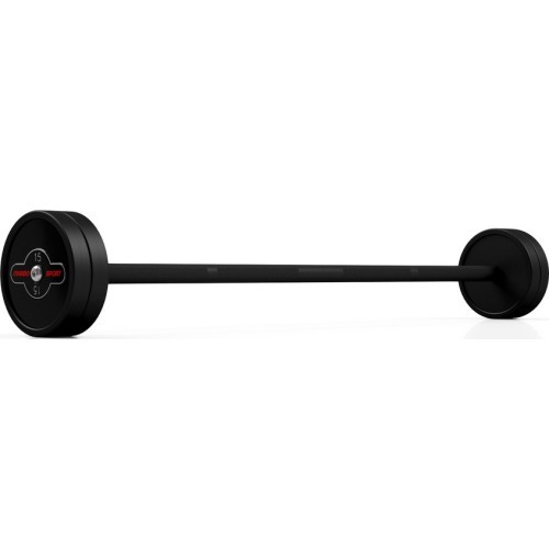 Rubberized straight barbell 15 kg mat black - Marbo Sport