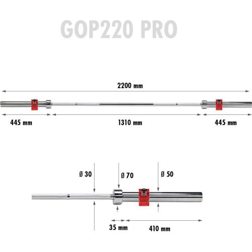 Olimpiskais stienis HMS GOP220, 2200 mm + fiksators ZG1000R