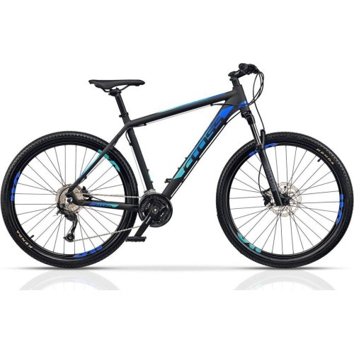 Kalnu velosipēds CROSS GRX 9 27,5" 27 ātrumi, izmērs 18" (46cm), melns/zils