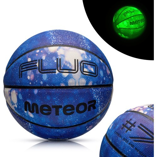 Баскетбольный мяч Meteor Fluo, размер 7 - Белый/синий