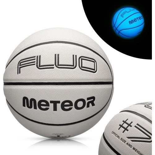 Basketbola bumba Meteor Fluo, 7. izmērs - Balts || Neona zils