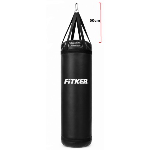 Боксёрский мешок Fitker PRO с ремнями, ПВХ, чёрный - 130X60cm