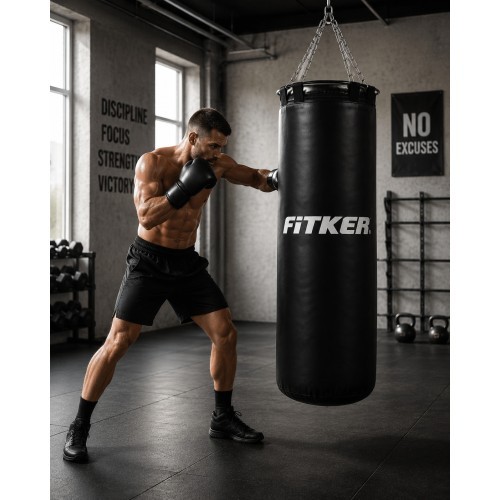 Punching Bag Fitker Olympic - ELITE, Black, artificial leather - 150x35cm