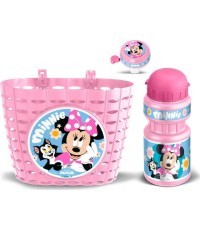 Minnie velosipēda komplekts (grozs, ūdens pudele, zvaniņš) – rozā