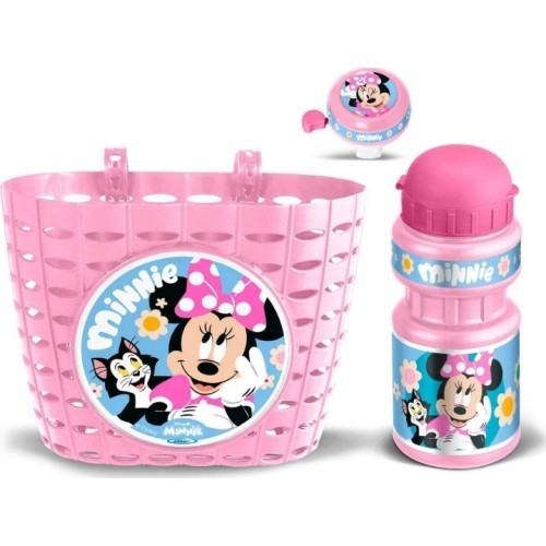 Minnie velosipēda komplekts (grozs, ūdens pudele, zvaniņš) – rozā