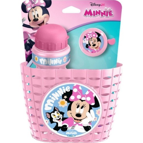 Велосипедный набор Minnie (корзина, бутылка для воды, звонок) - розовый