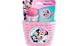 Minnie velosipēda komplekts (grozs, ūdens pudele, zvaniņš) – rozā