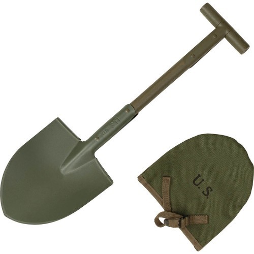 Lāpsta US T-Spade M10, olīvzaļa, ar auduma somu