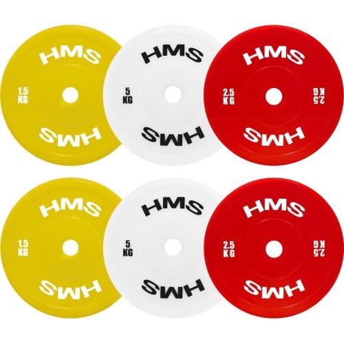 TPP olimpisko tehnisko svaru disku komplekts PE 2 x 1,5–5 kg (18 kg) HMS