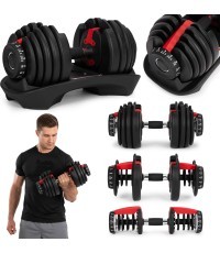 Adjustable cast iron dumbbell with stand, load 2.5-24 kg, ModernHome