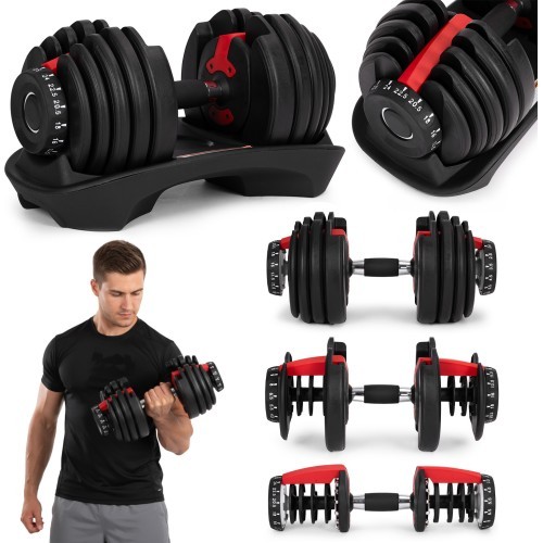 Regulējama čuguna hantele ar statīvu, 2,5–24 kg, ModernHome