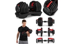 Adjustable cast iron dumbbell with stand, load 2.5-24 kg, ModernHome