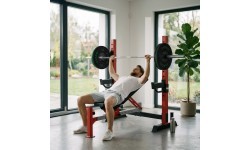 ADJUSTABLE WEIGHT BENCH WITH BARBELL RACK, LEG DEVELOPER AND PREACHER CURL PAD LS7688 HMS