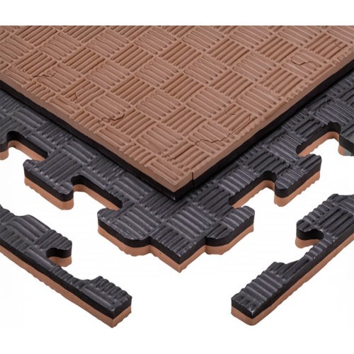Tatami puzles paklājs inSPORTline Sazegul 100 x 100 x 2 cm - Mocha mousse-černá, vzor 5 proužků